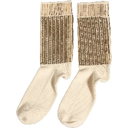 Off White Sequin Cotton Mid Calf Accessory Socks