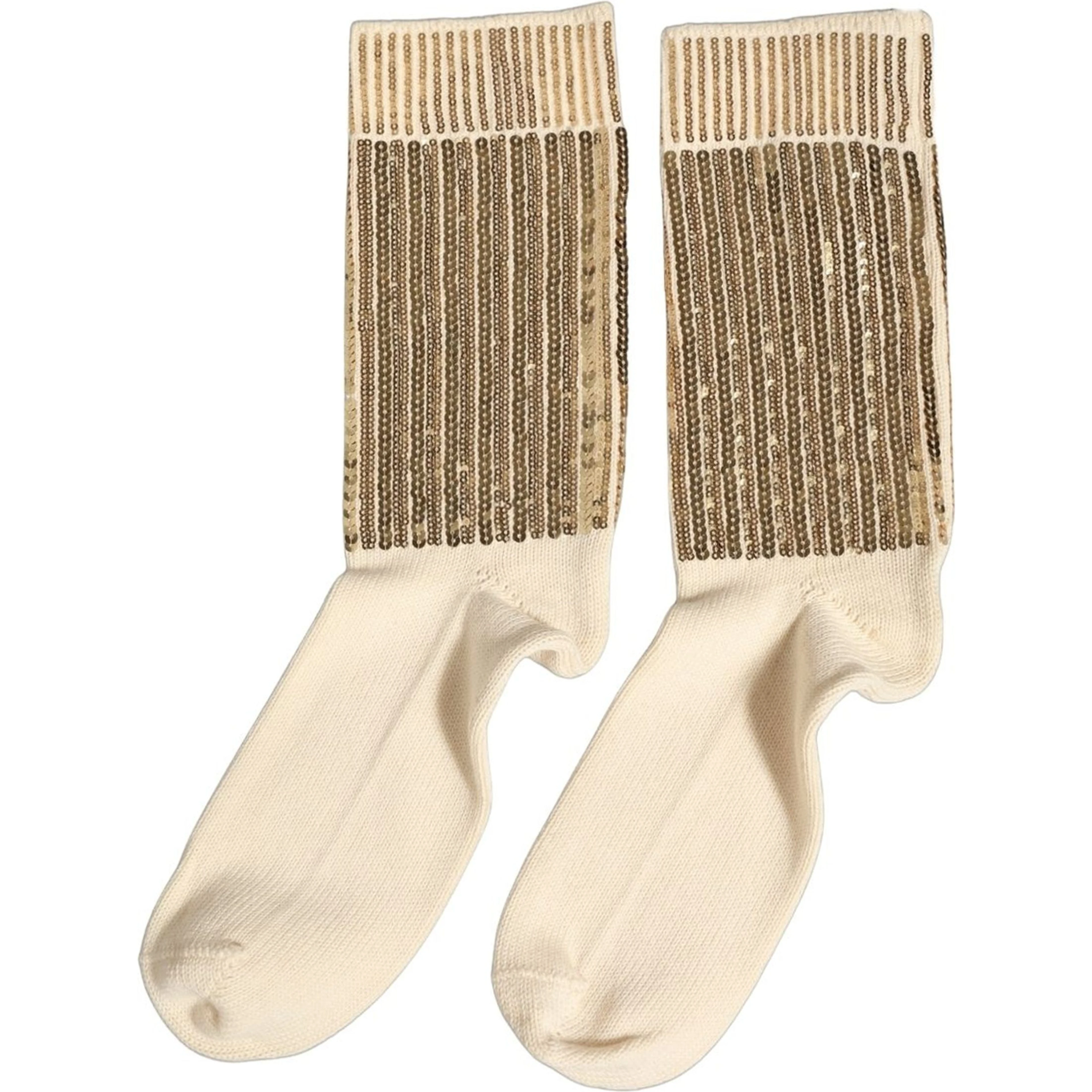 Off White Sequin Cotton Mid Calf Accessory Socks