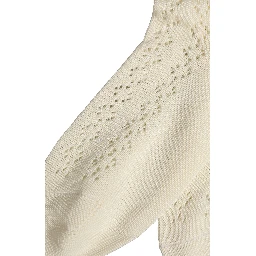 Off White Cotton Knit Mid Calf Accessory Socks