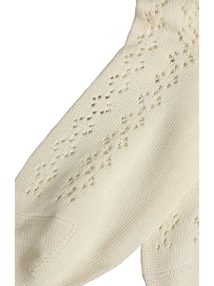 Off White Cotton Knit Mid Calf Accessory Socks