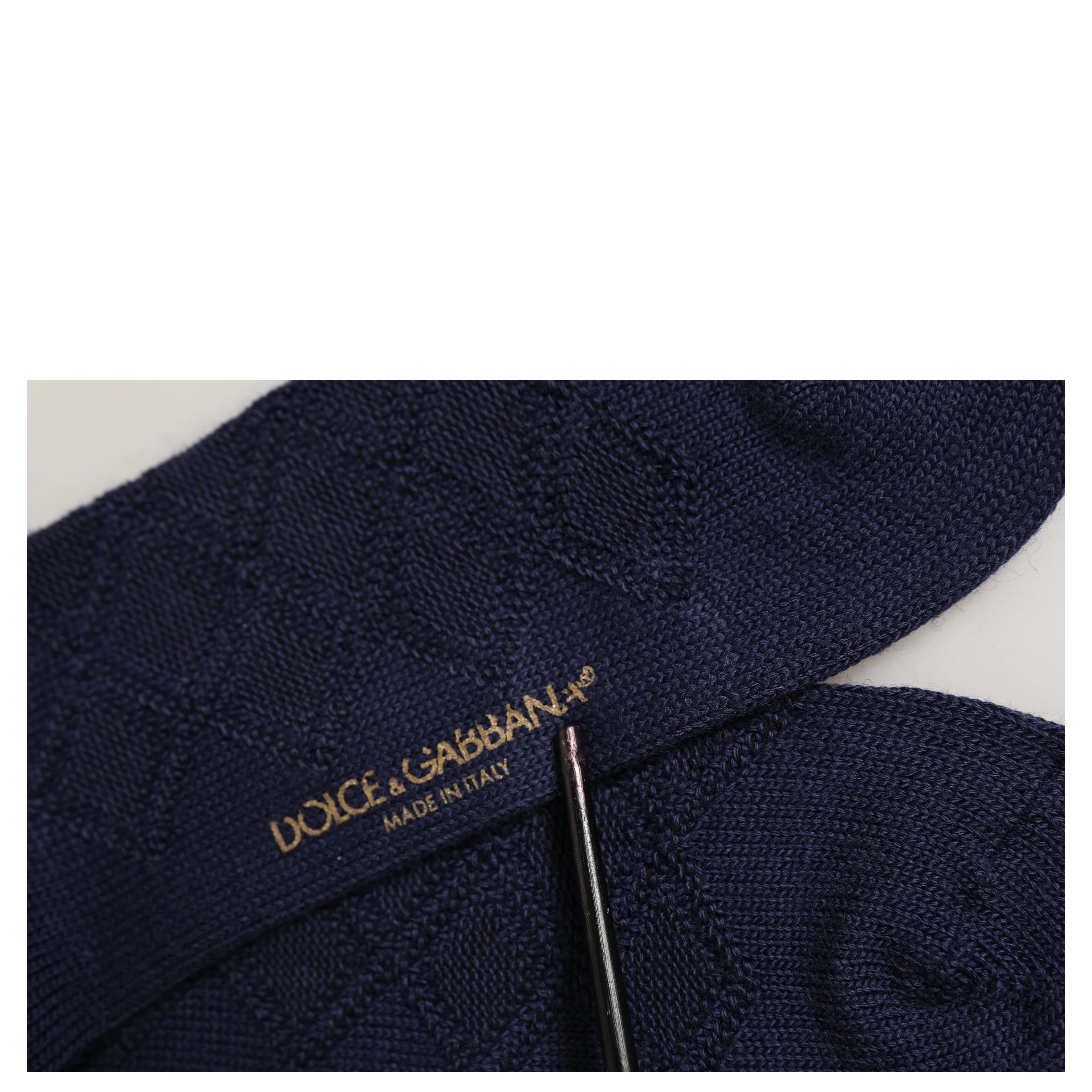 Navy Blue Wool Crest Logo Knee High Accessory Socks