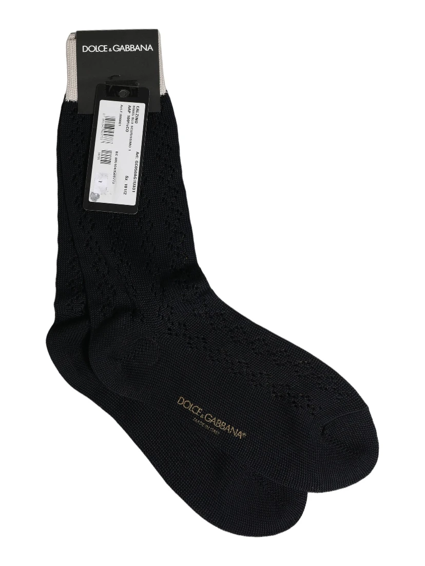 Dark Blue Cotton Knit Mid Calf Accessory Socks