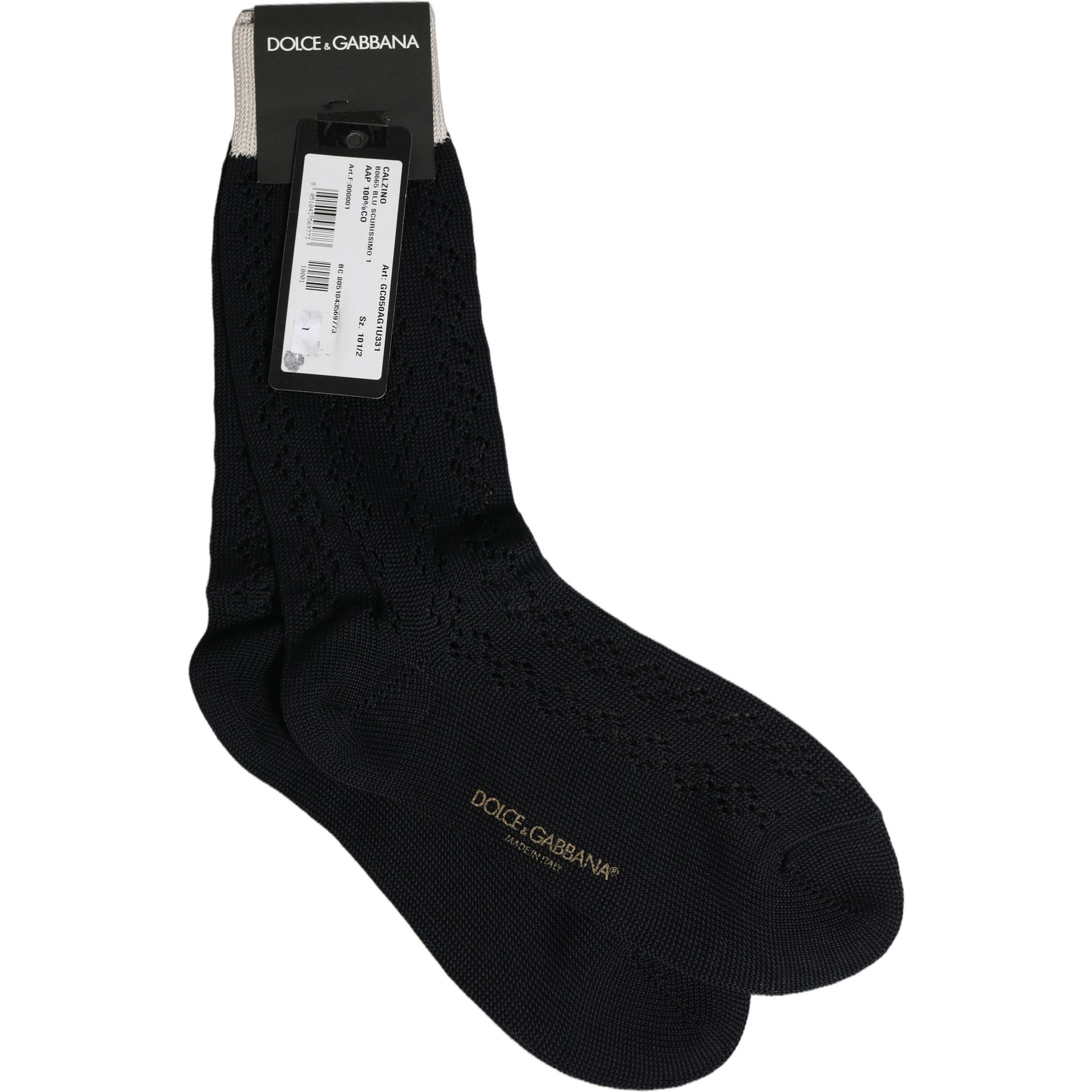 Dark Blue Cotton Knit Mid Calf Accessory Socks