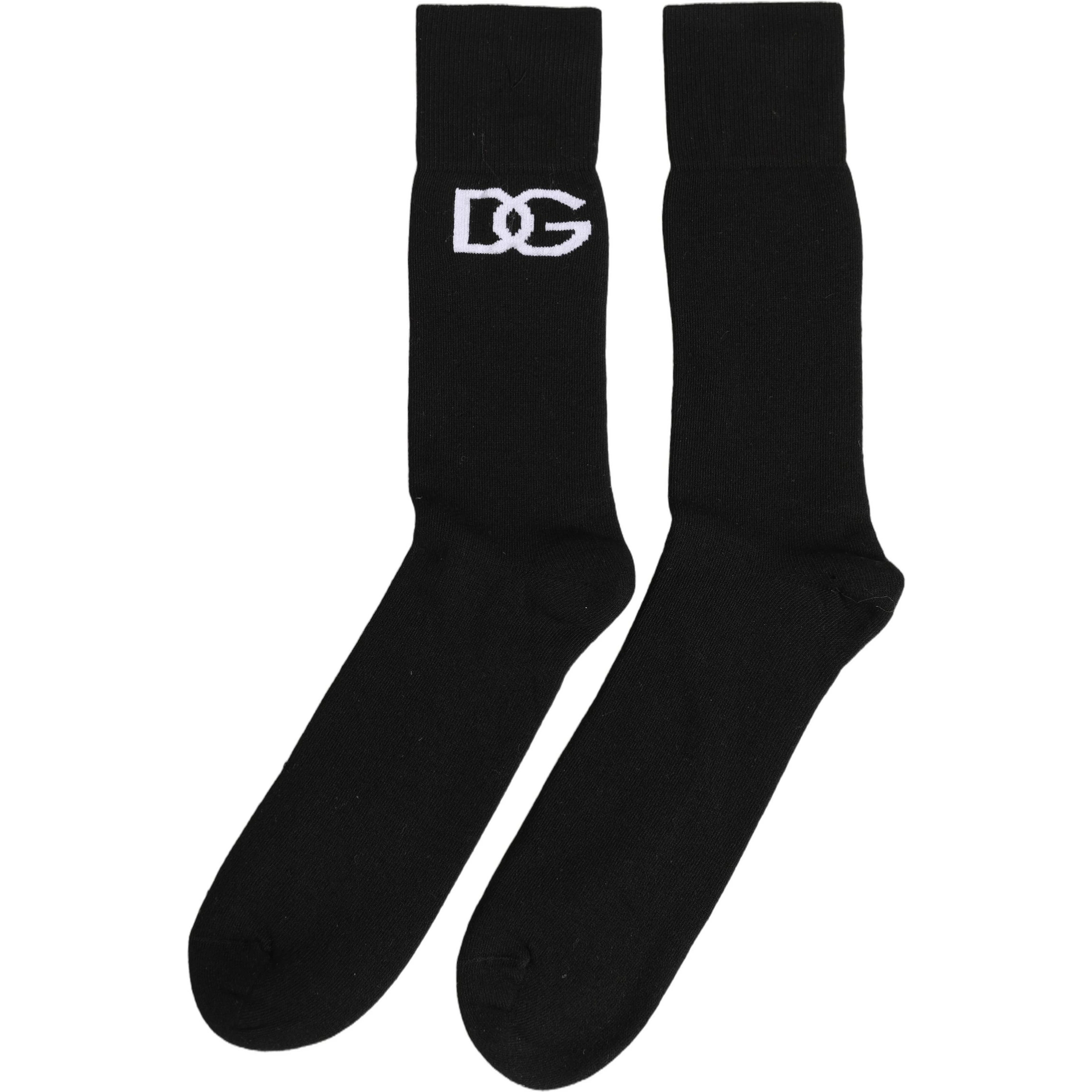Men Black Cotton DG Logo Mid Calf Accessory Socks