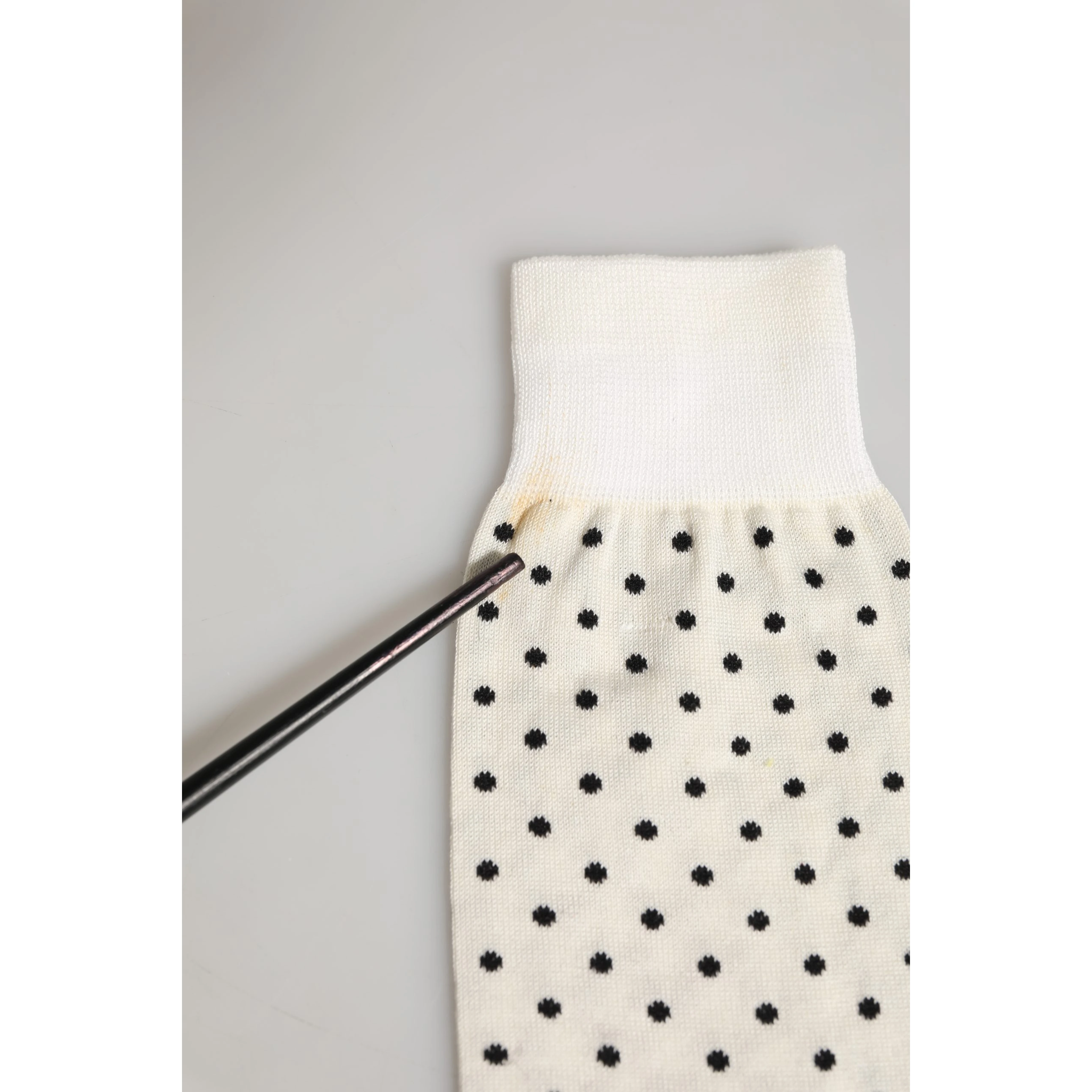 Off White Cotton Polka Dot Mid Calf Accessory Socks