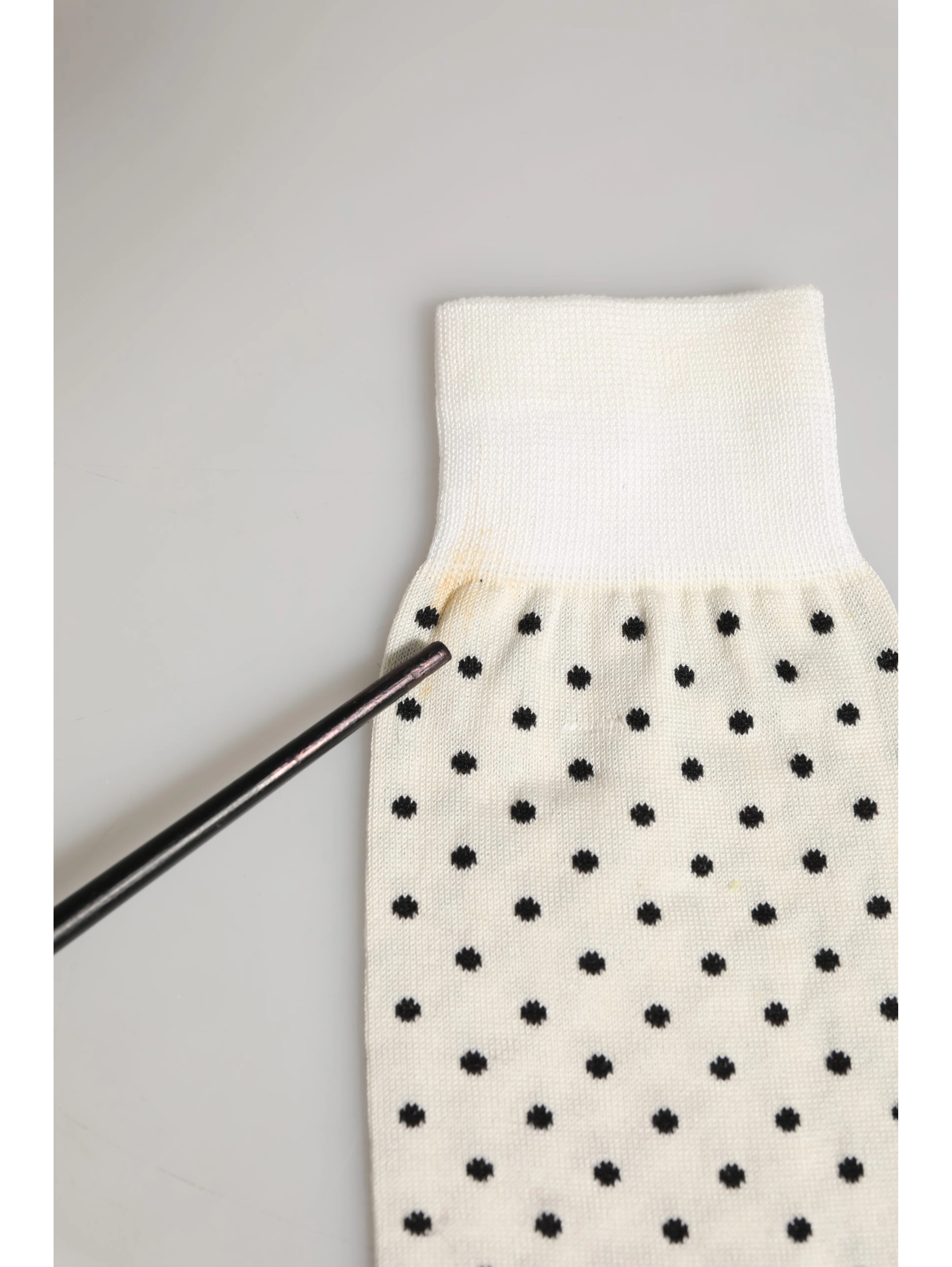 Off White Cotton Polka Dot Mid Calf Accessory Socks