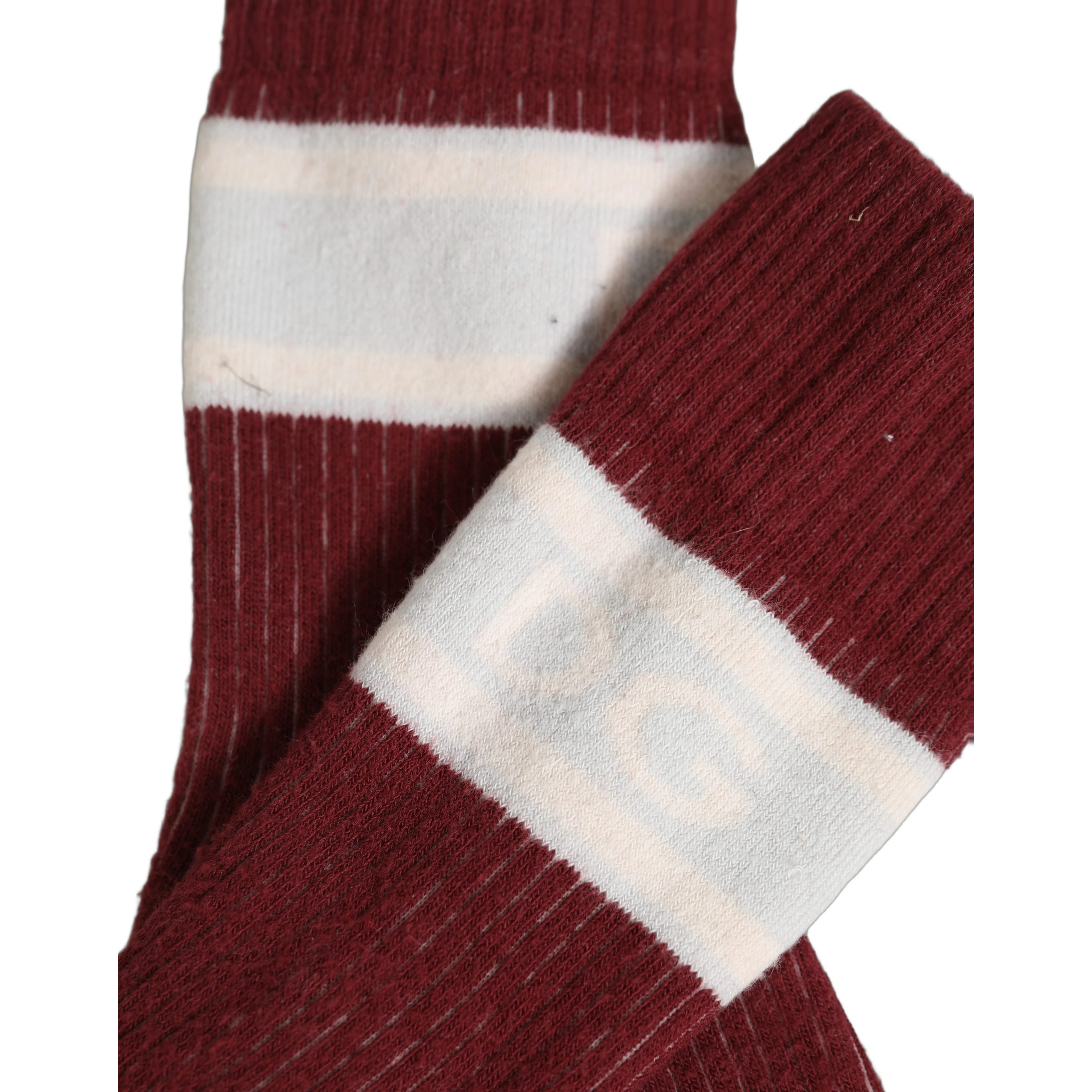 Burgundy White Stripes Cotton Mid Calf Accessory Socks