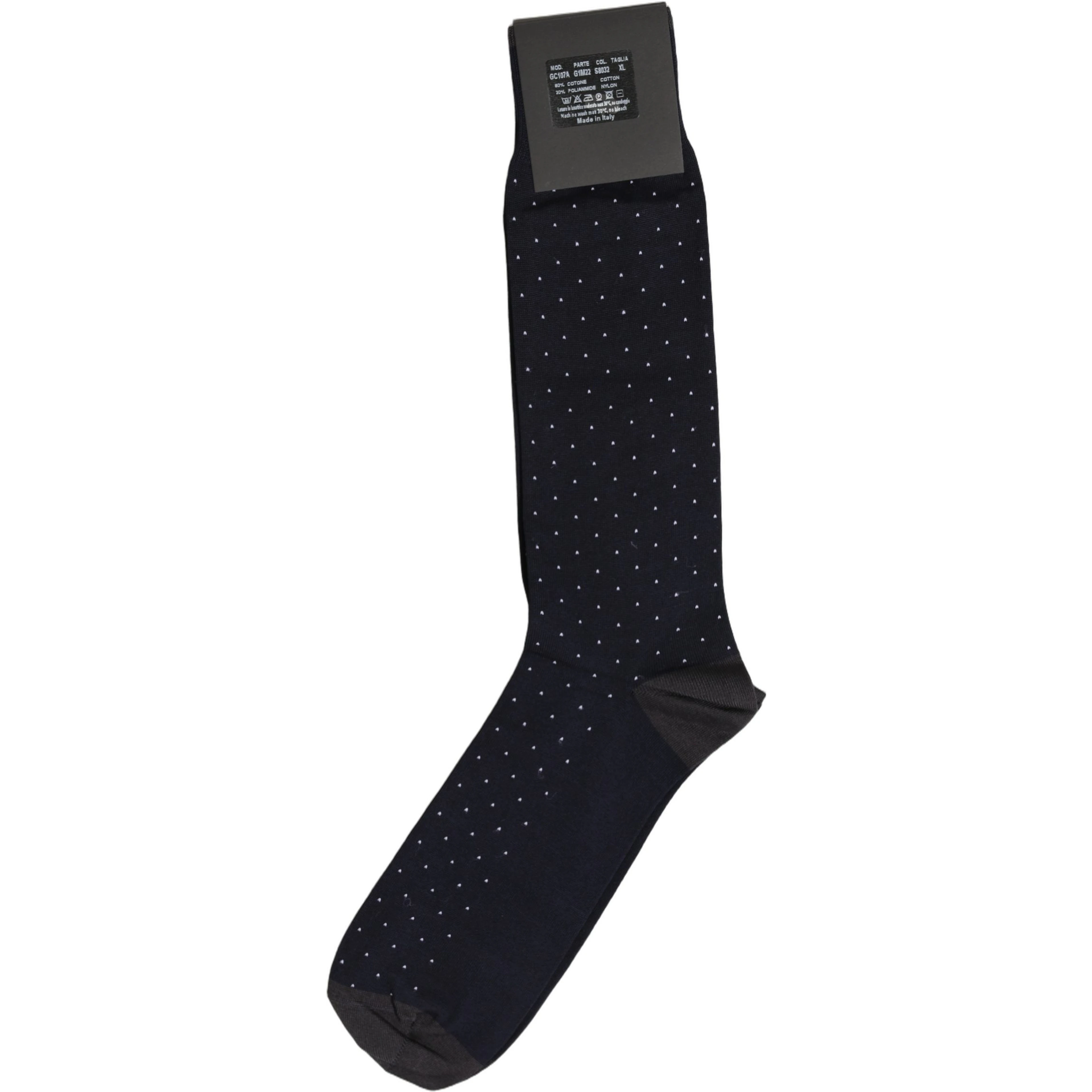 Men Black Cotton Polka Dot Mid Calf Accessory Socks