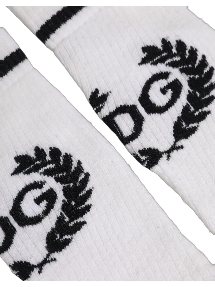 White Cotton DG Logo Mid Calf Accessory Socks