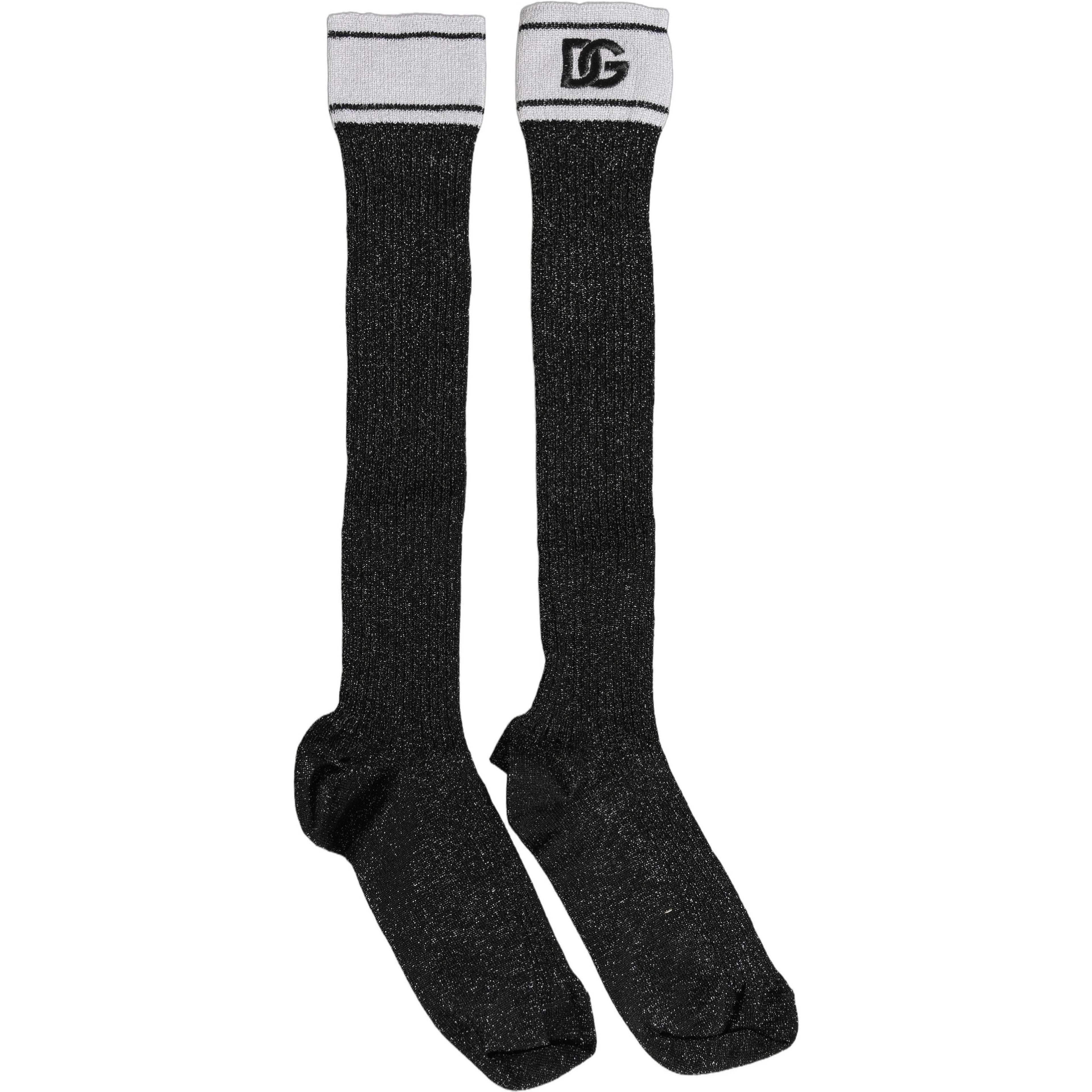 Black Viscose DG Logo Knee High Accessory Socks