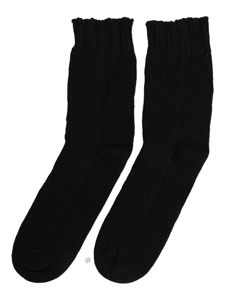 Men Dark Blue Cotton Ribbed Mid Calf Accessory Socks