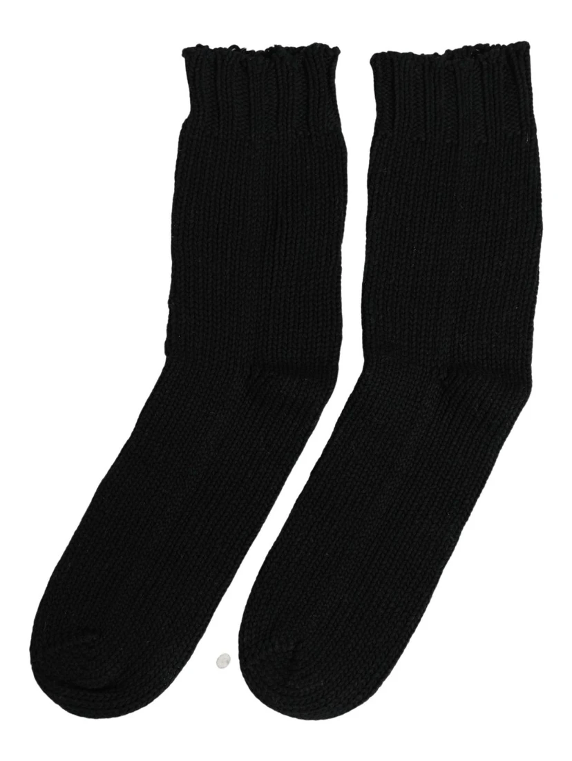 Men Dark Blue Cotton Ribbed Mid Calf Accessory Socks