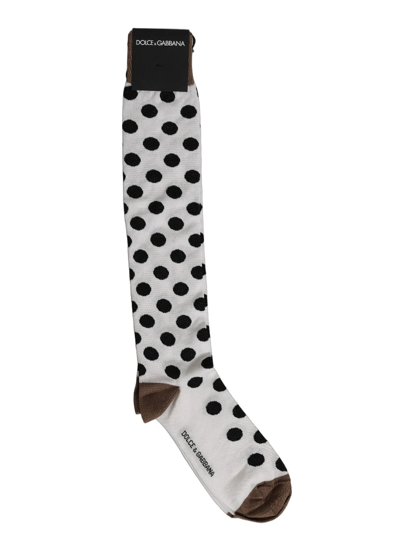 White Polka Dot Over The Calf Accessory Socks