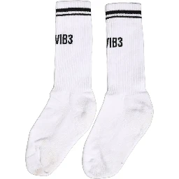 Men White DGVIB3 Cotton Mid Calf Accessory Socks