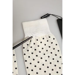 Off White Cotton Polka Dot Mid Calf Accessory Socks
