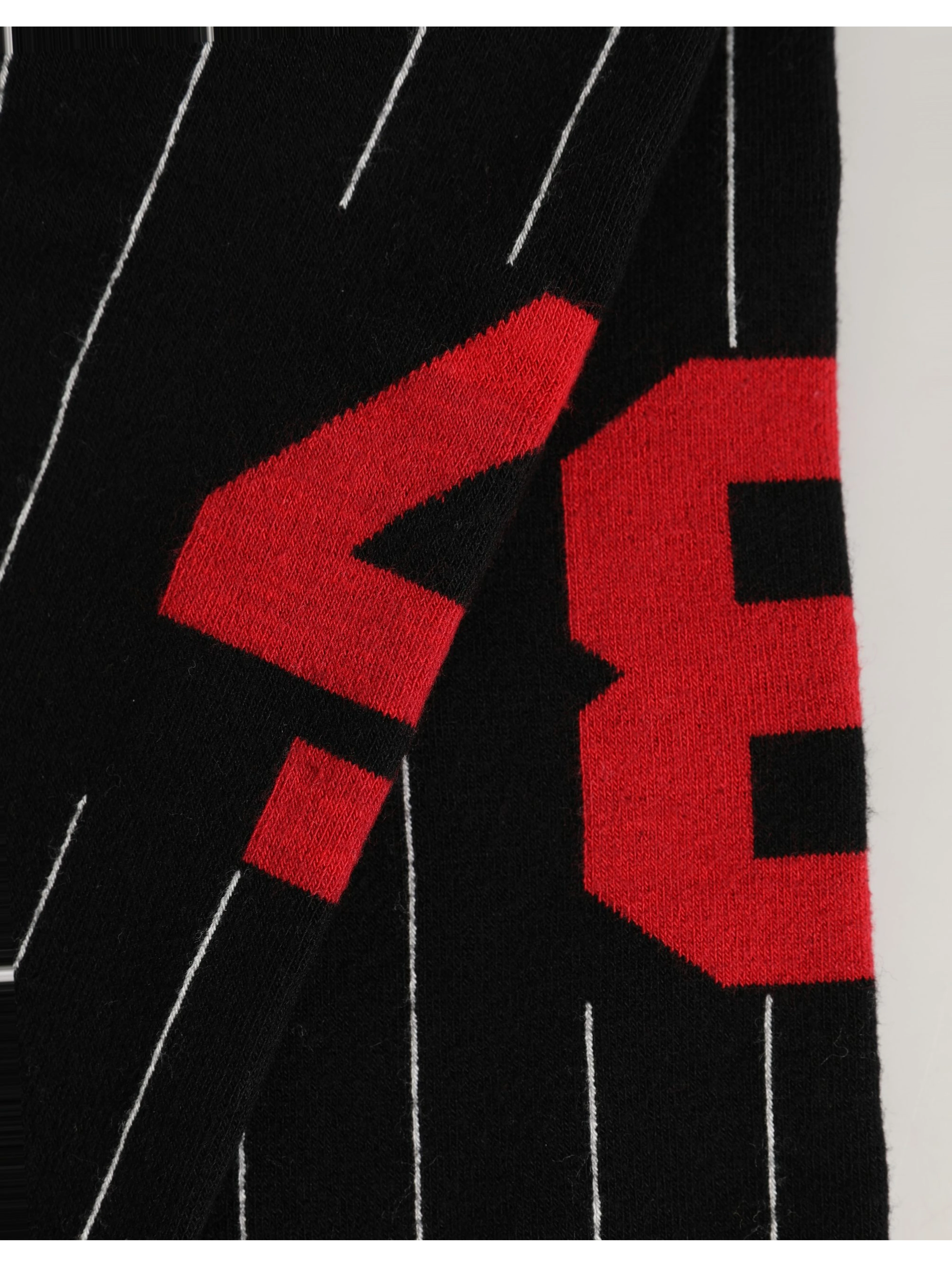 Men Black Pinstripe Logo Knee High Accessory Socks