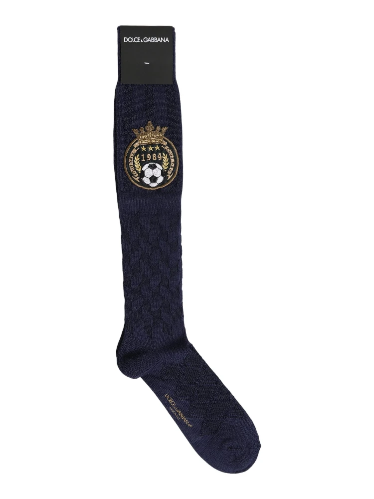 Navy Blue Wool Crest Logo Knee High Accessory Socks alternative