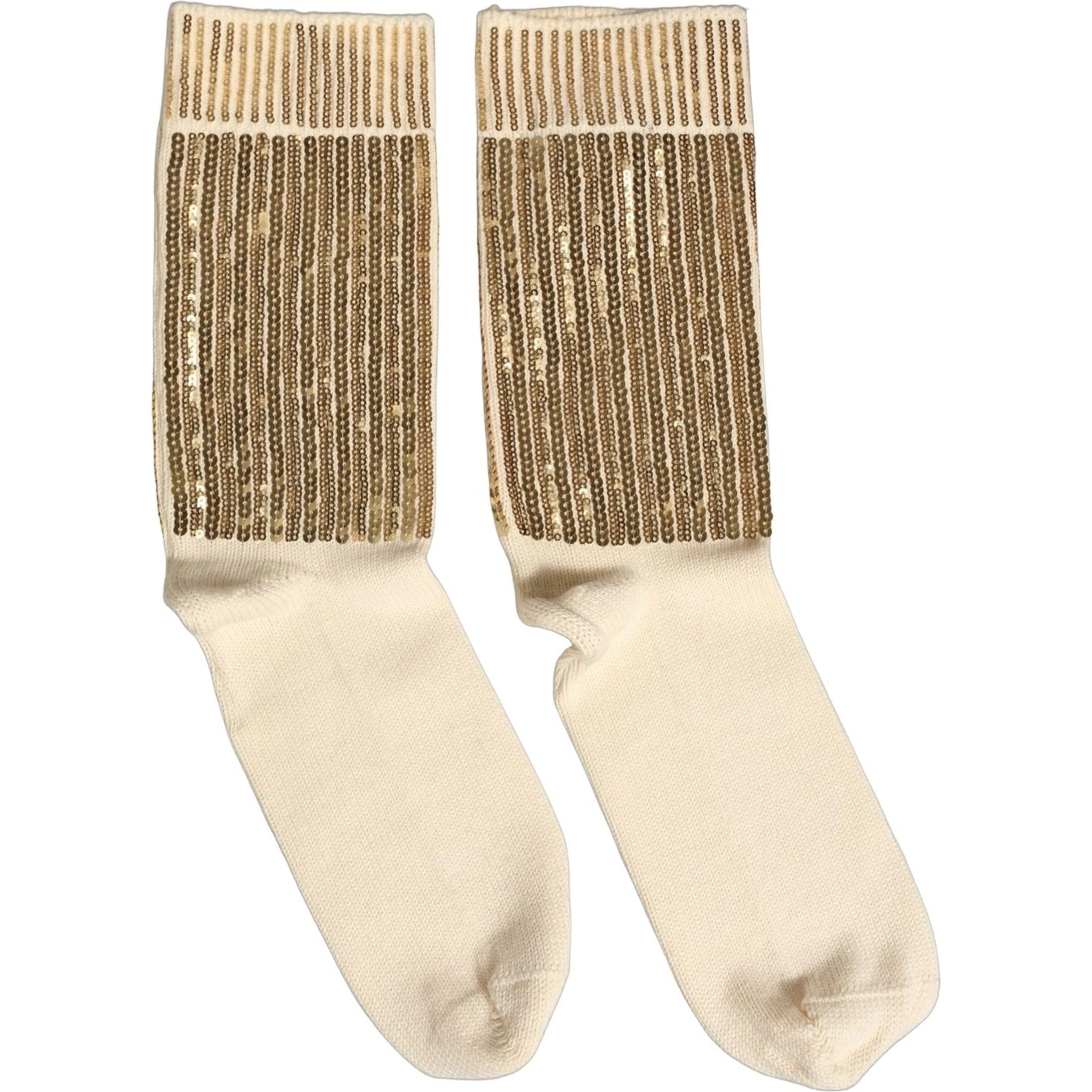 Off White Sequin Cotton Mid Calf Accessory Socks