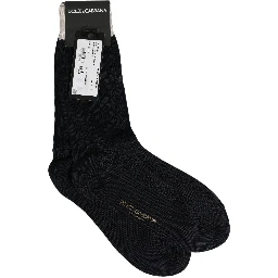 Dark Blue Cotton Knit Mid Calf Accessory Socks