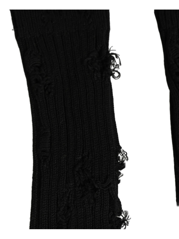 Black Cotton Distressed Mid Calf Accessory Socks