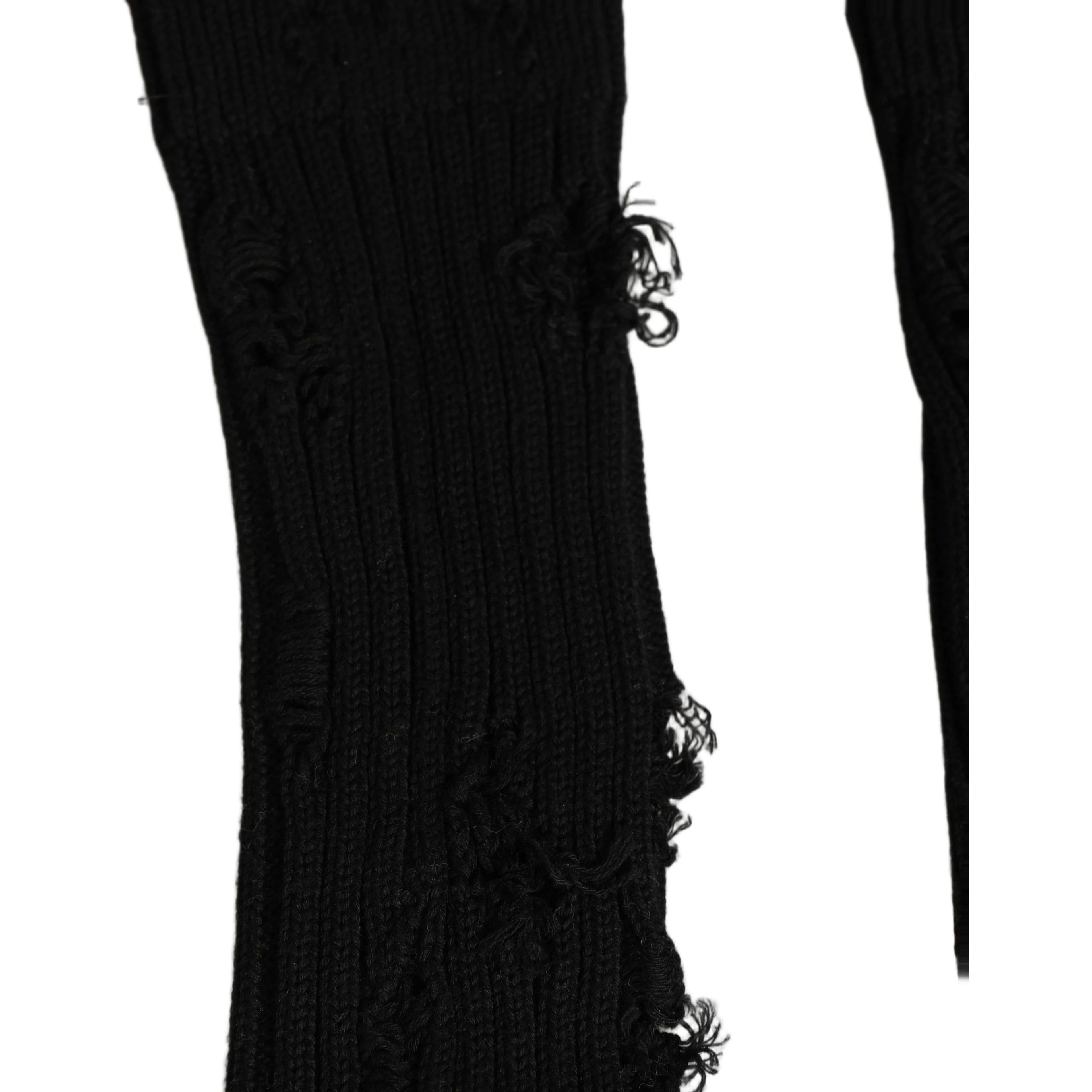 Black Cotton Distressed Mid Calf Accessory Socks