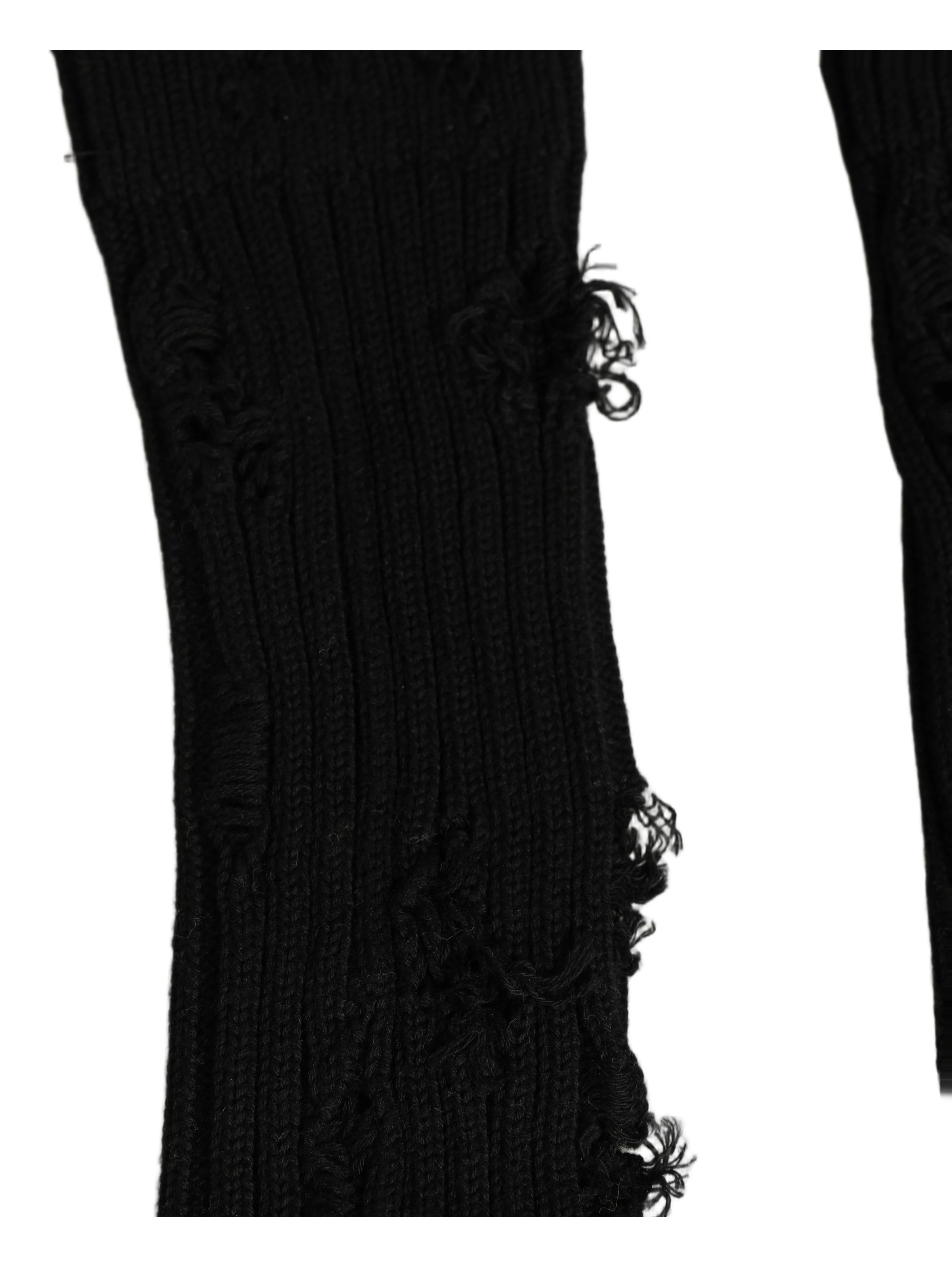 Black Cotton Distressed Mid Calf Accessory Socks