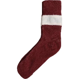 Burgundy White Stripes Cotton Mid Calf Accessory Socks