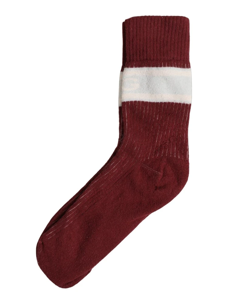Burgundy White Stripes Cotton Mid Calf Accessory Socks alternative