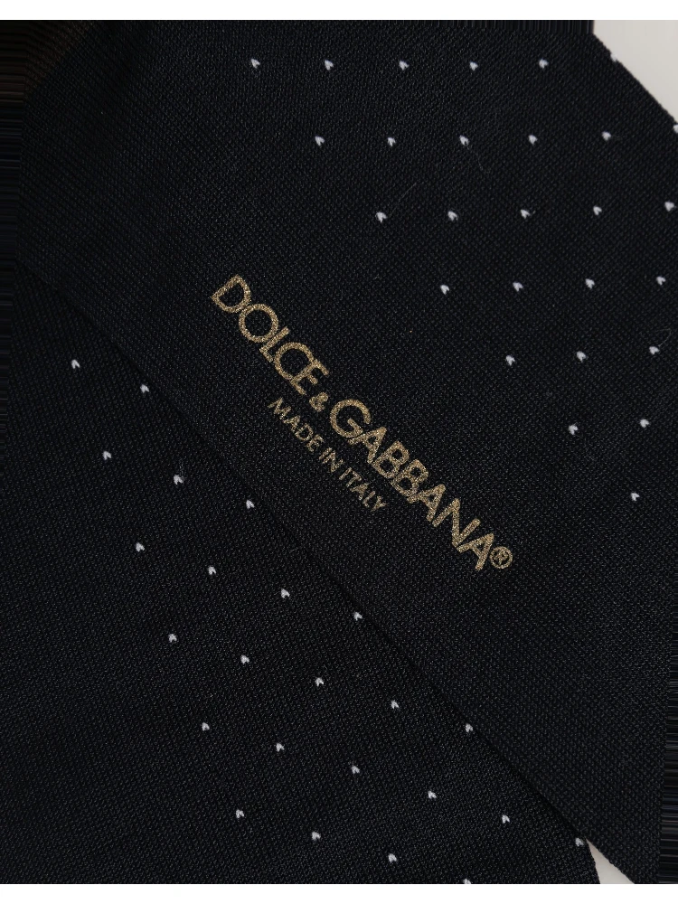 Men Black Cotton Polka Dot Over The Calf Socks