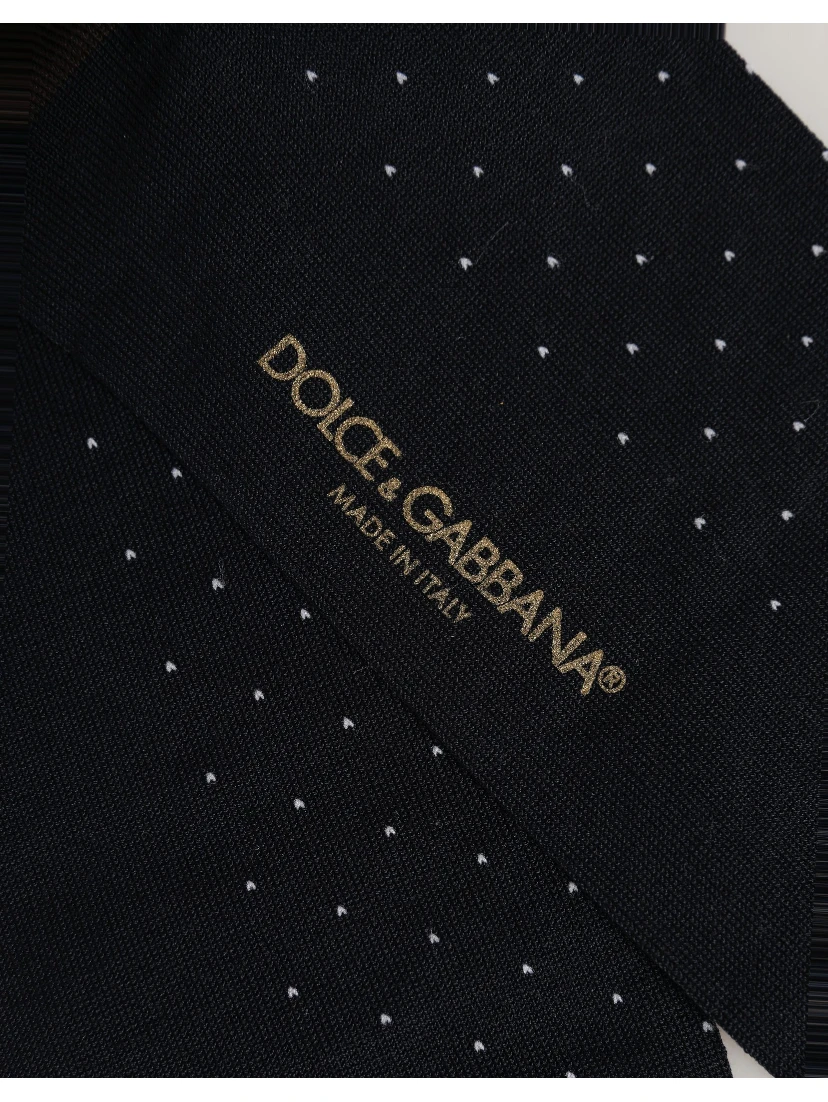Men Black Cotton Polka Dot Over The Calf Socks