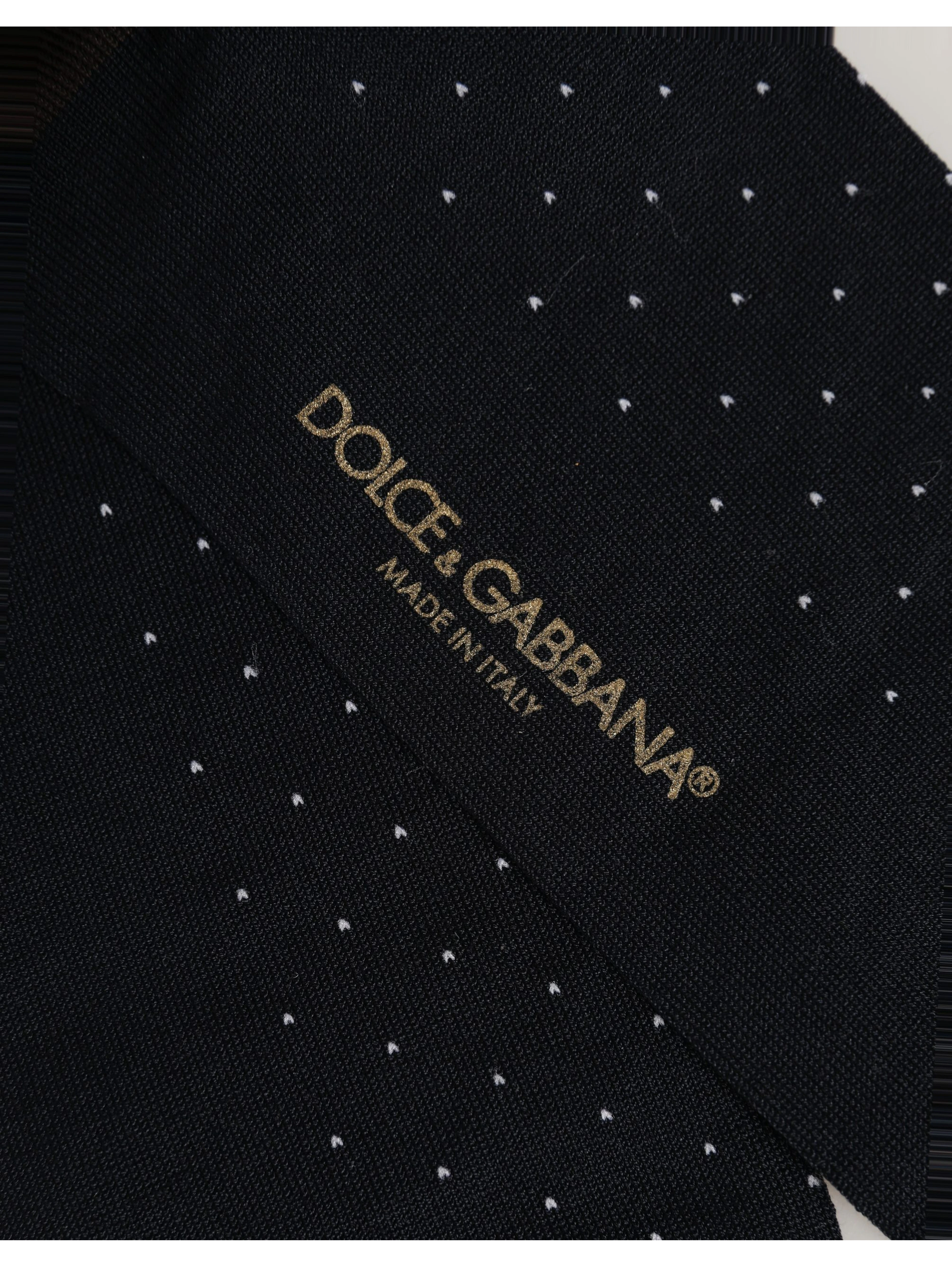Men Black Cotton Polka Dot Over The Calf Socks
