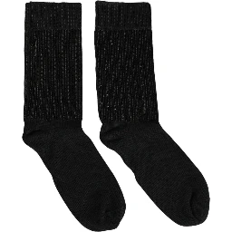 Black Sequin Cotton Knit Mid Calf Accessory Socks