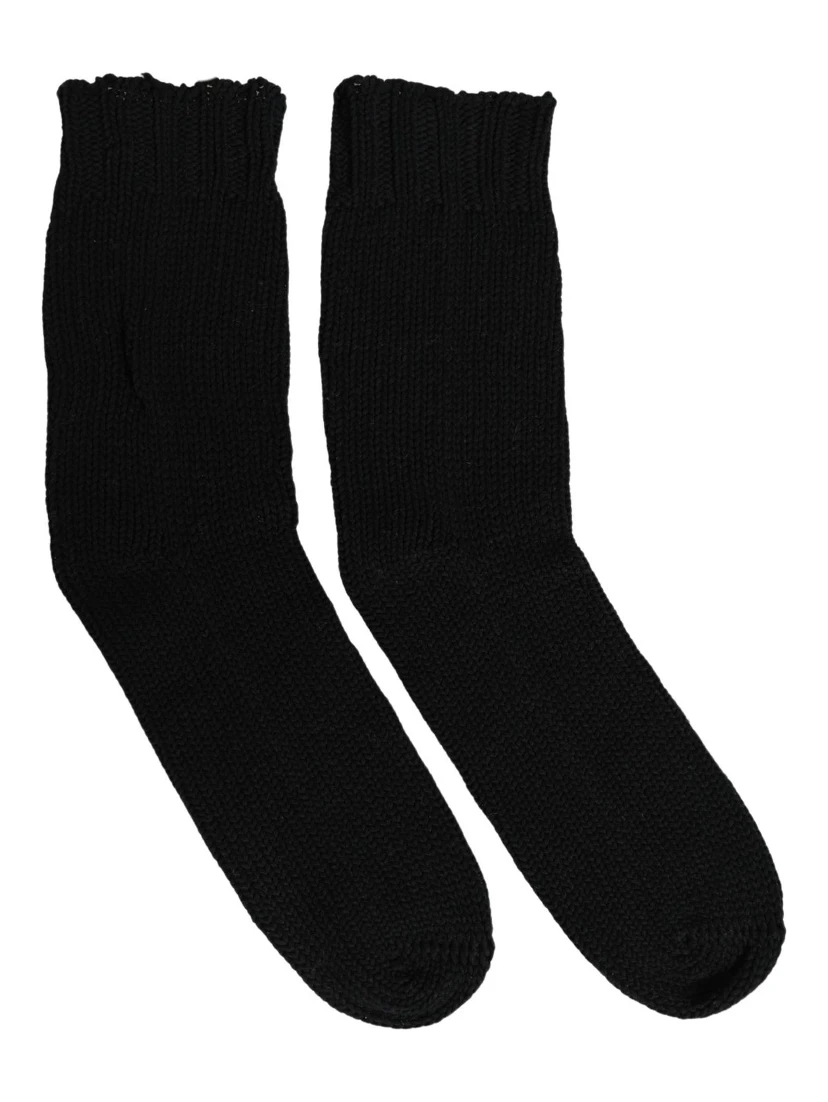 Men Dark Blue Cotton Ribbed Mid Calf Accessory Socks