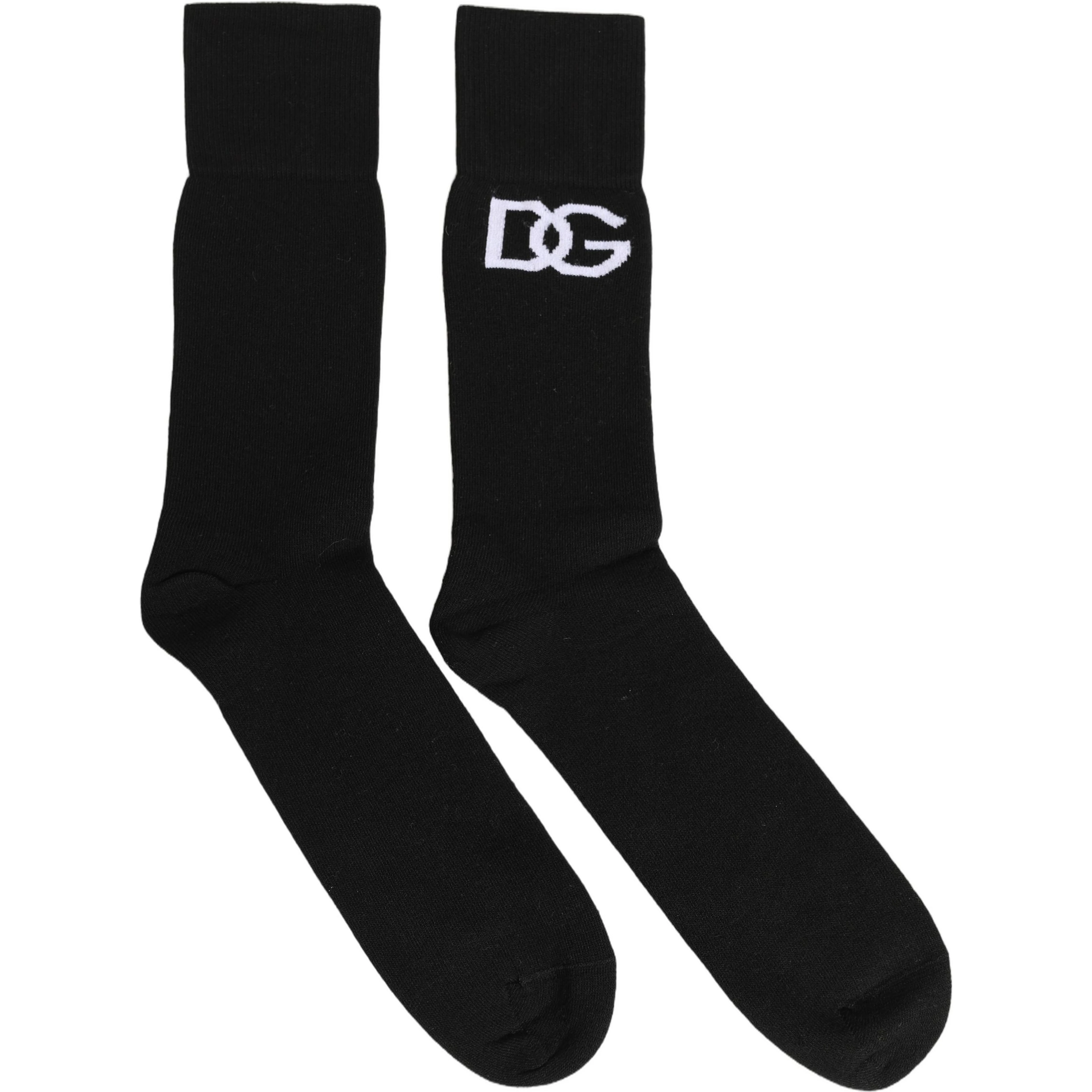 Men Black Cotton DG Logo Mid Calf Accessory Socks