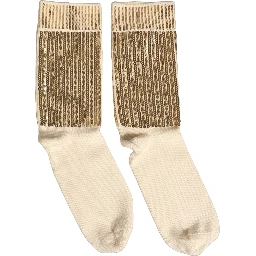 Off White Sequin Cotton Mid Calf Accessory Socks