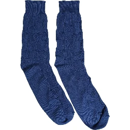 Royal Blue Checkered Silk Mid Calf Accessory Socks