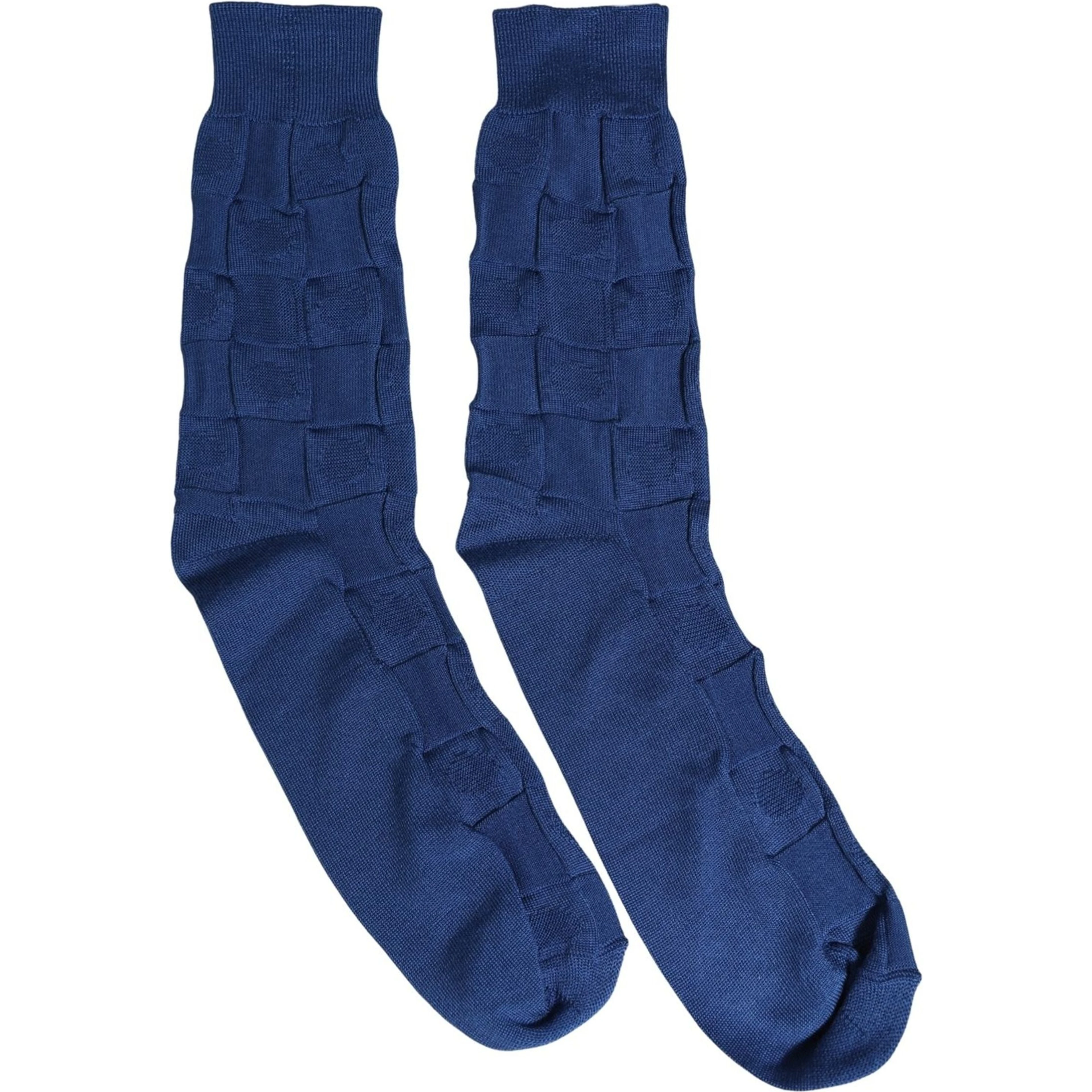 Royal Blue Checkered Silk Mid Calf Accessory Socks