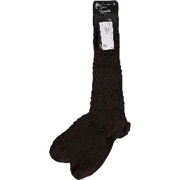 Dark Brown Cotton Knit Knee High Accessory One Size Socks