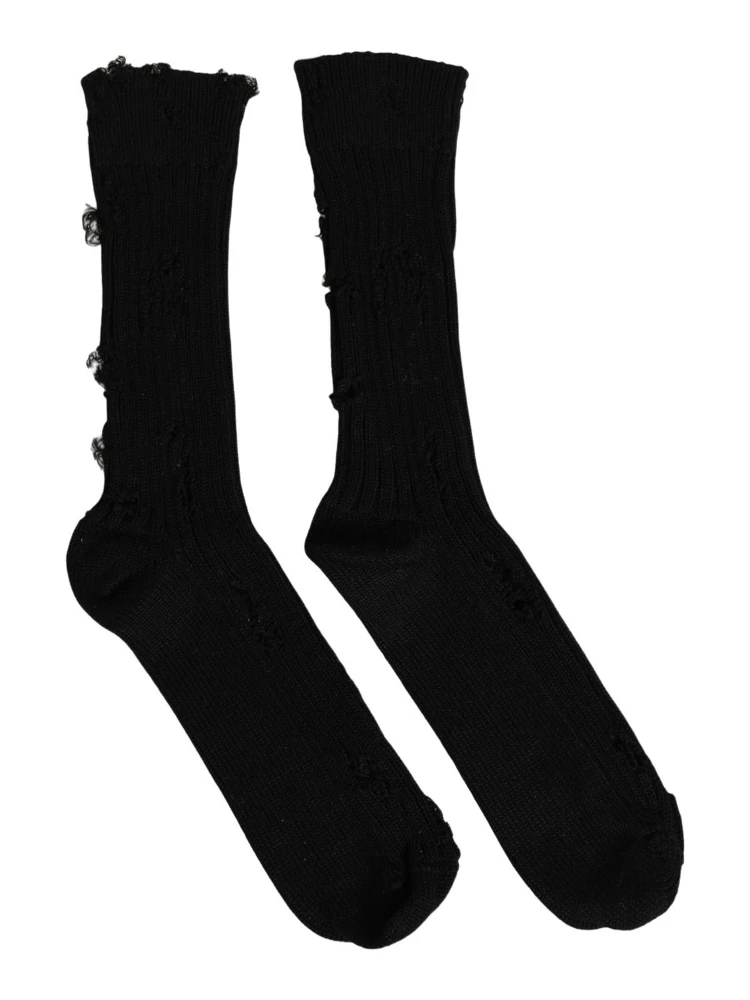 Black Cotton Distressed Mid Calf Accessory Socks alternative