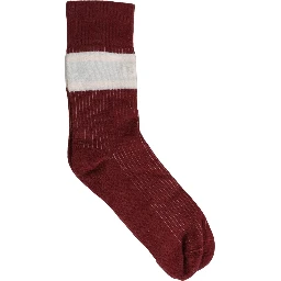 Burgundy White Stripes Cotton Mid Calf Accessory Socks