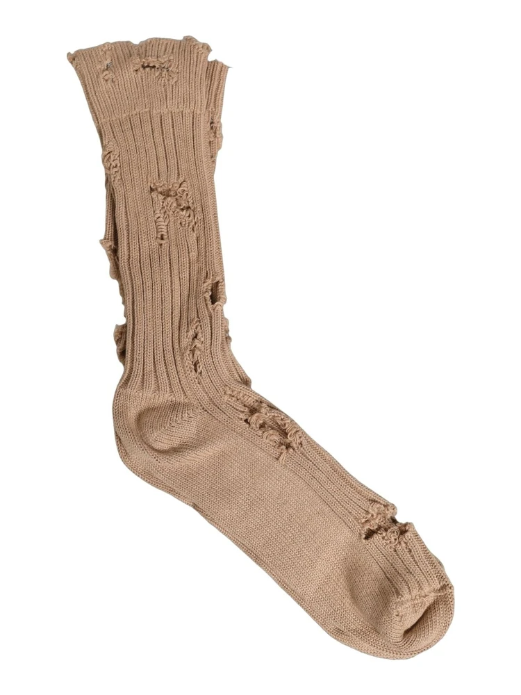 Beige Cotton Distressed Mid Calf Accessory Socks alternative