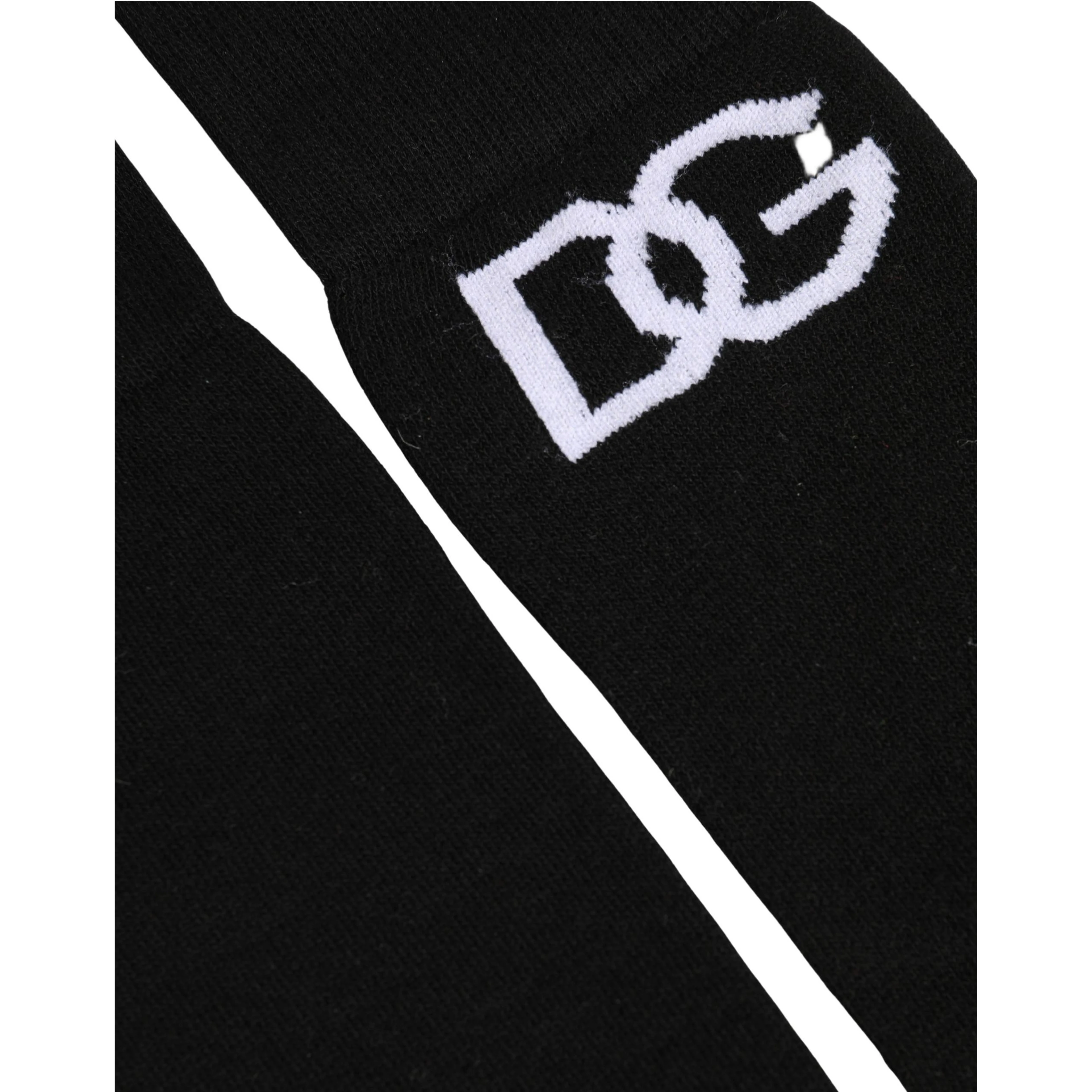 Men Black Cotton DG Logo Mid Calf Accessory Socks