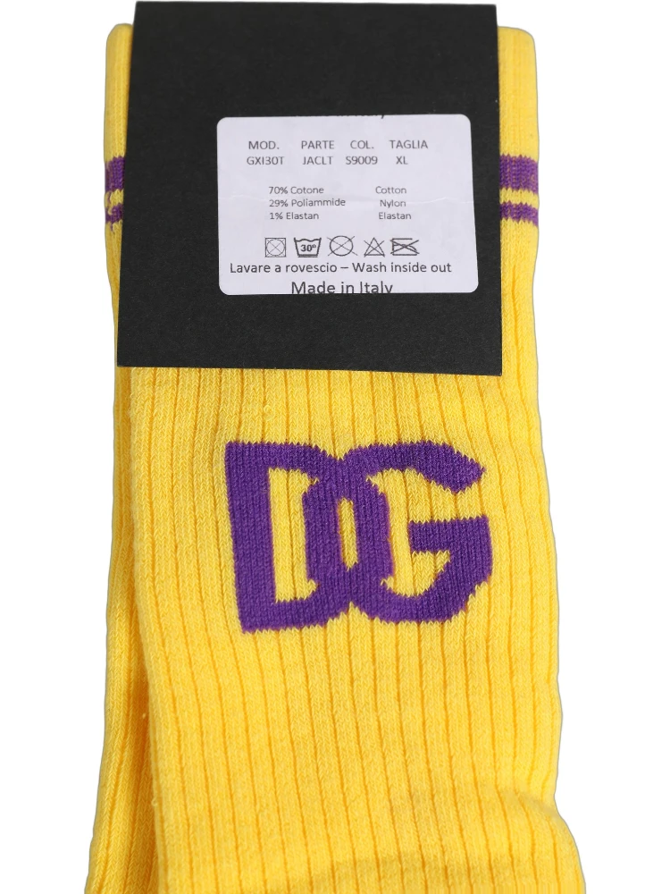 Men Yellow DG Logo Over Calf Accessory Socks