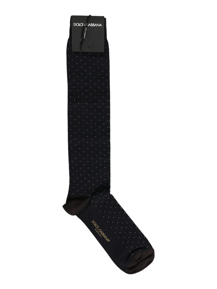 Men Black Cotton Polka Dot Over The Calf Socks alternative