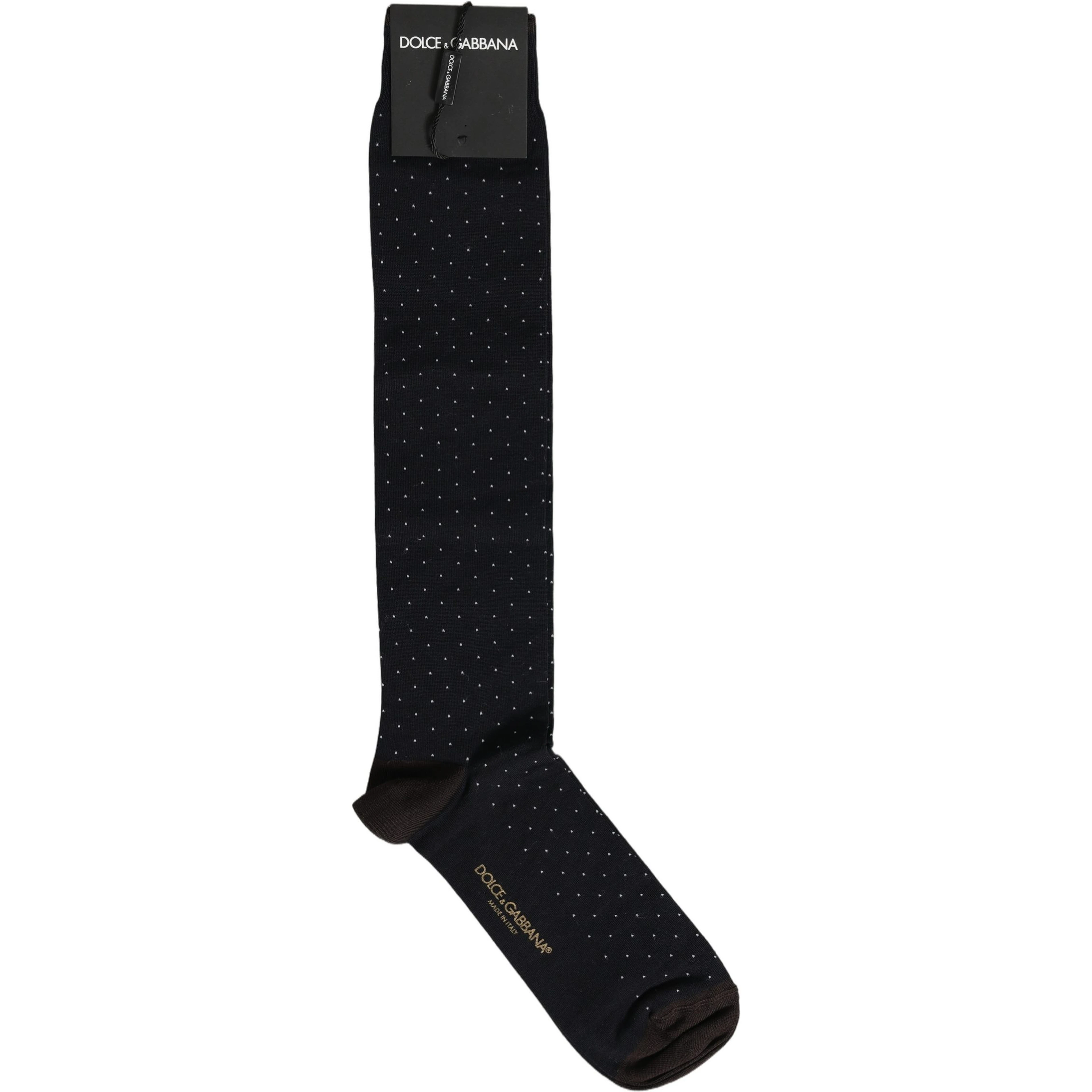 Men Black Cotton Polka Dot Over The Calf Socks