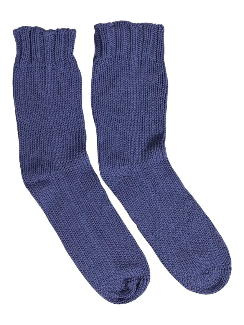 Men Navy Blue Cotton Ribbed Mid Calf Accessory Socks