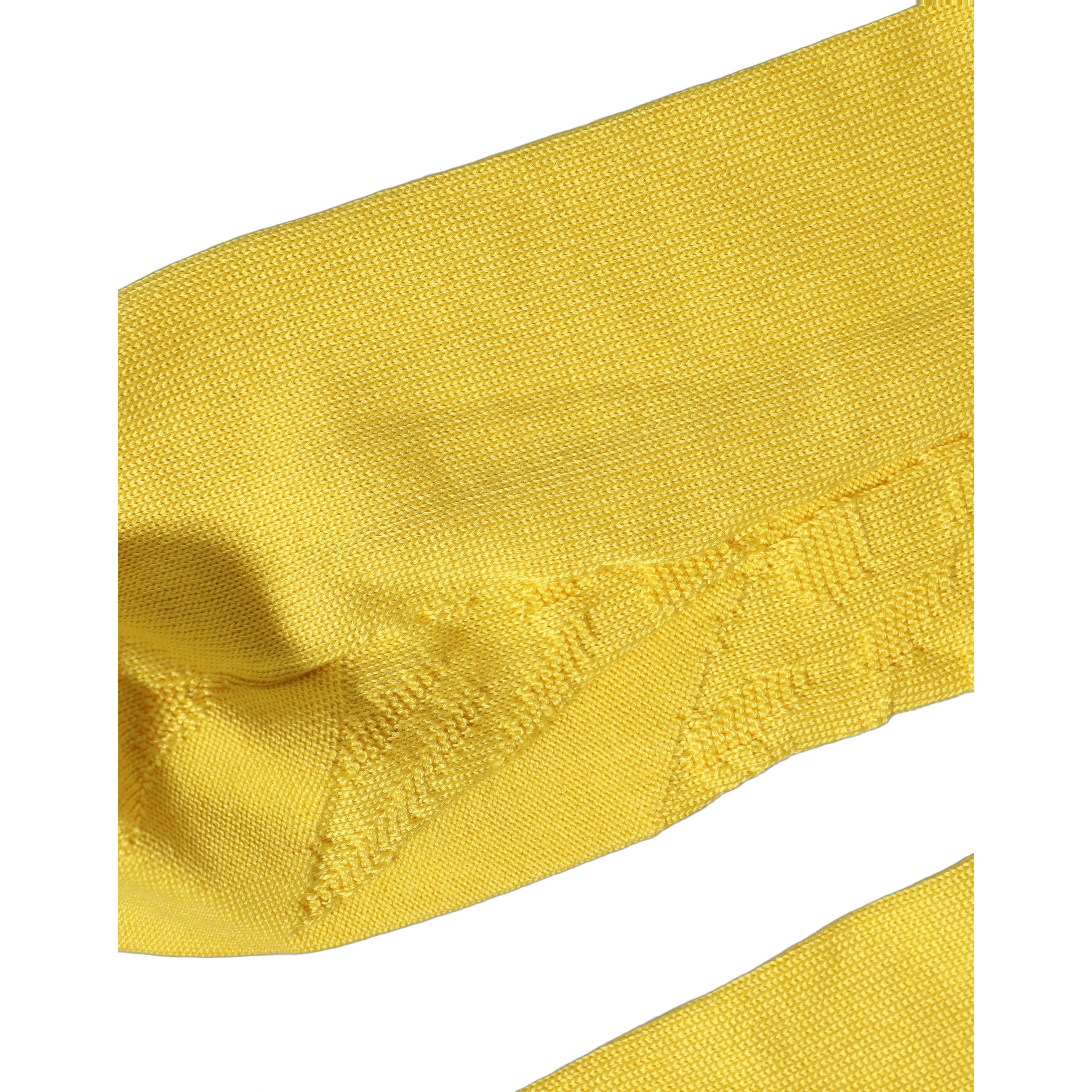Men Yellow 100% Silk Mid Calf Accessory Socks
