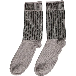 Gray Sequin Cotton Knit Mid Calf Accessory Socks