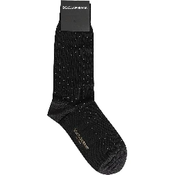 Men Black Cotton Polka Dot Mid Calf Accessory Socks