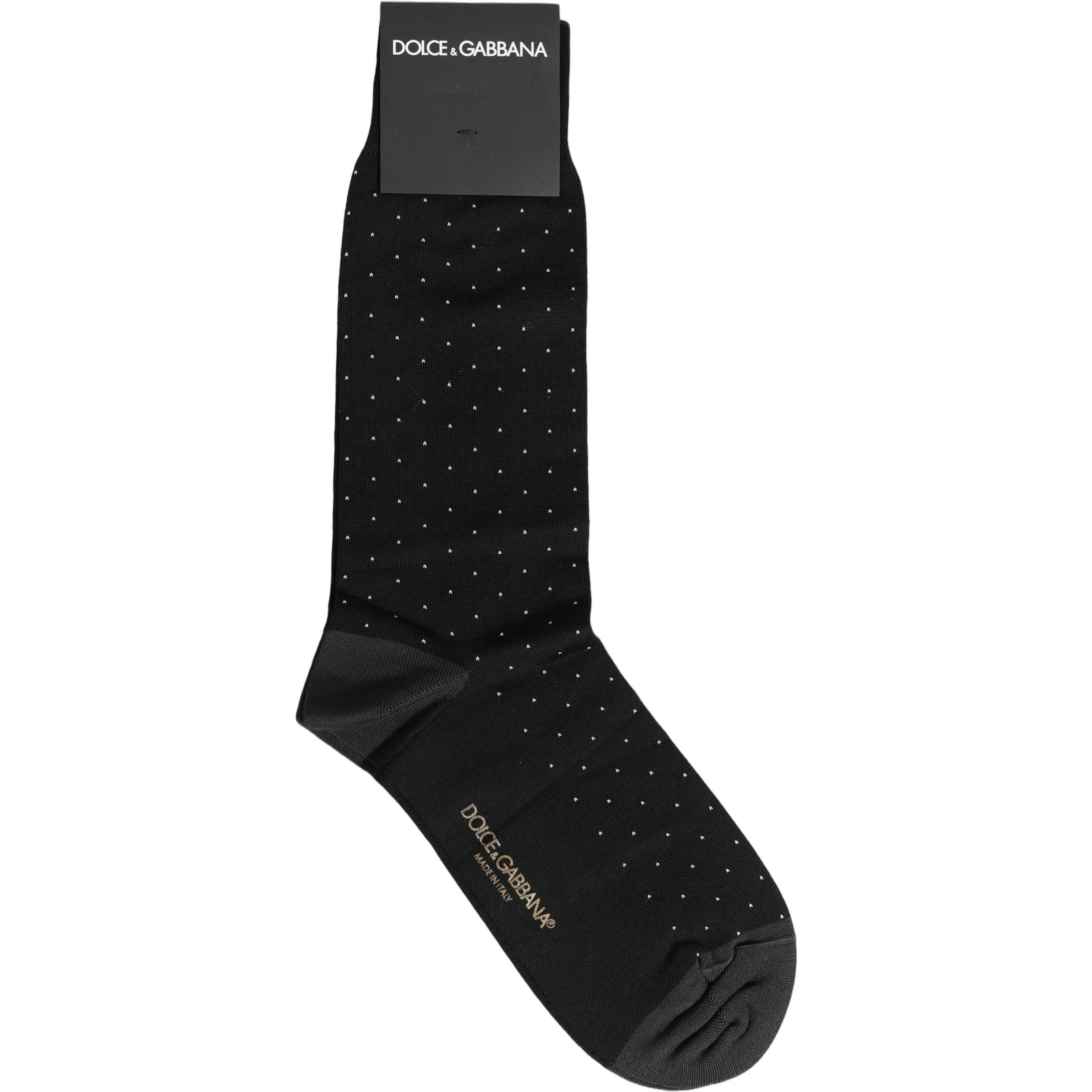 Men Black Cotton Polka Dot Mid Calf Accessory Socks